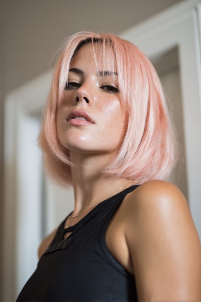 Hot pink bob wig with sleek style