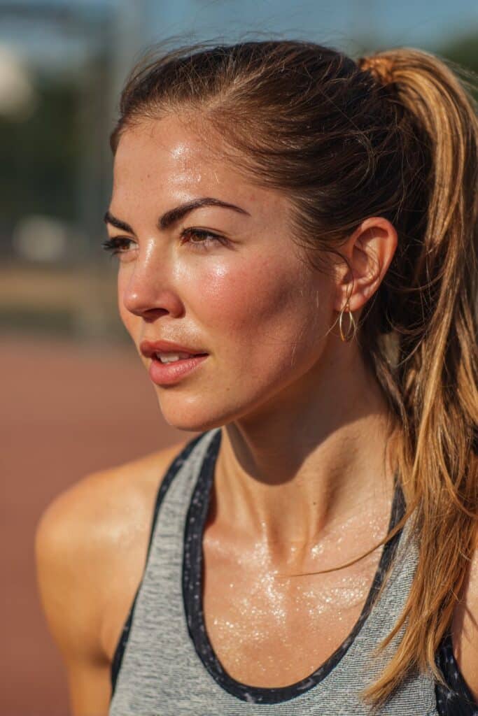 Jasmine ponytail running hairstyle for long hair