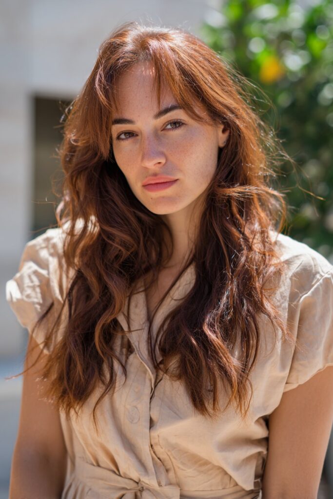 Golden bronde hair color blending brunette and blonde tones