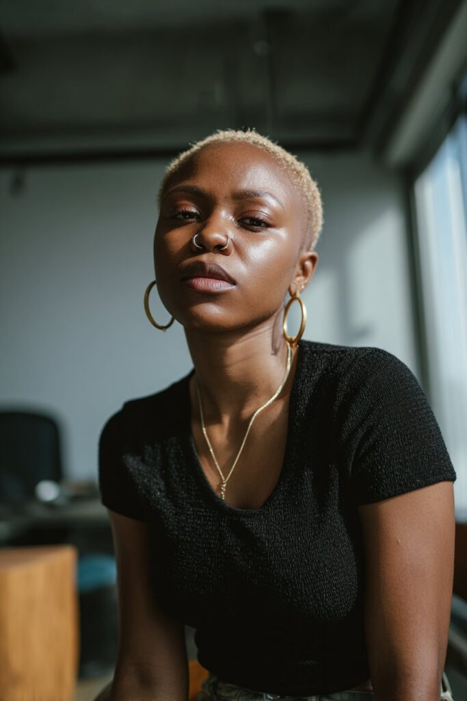 Mohawk with shaved sides for Black women, edgy short haircut