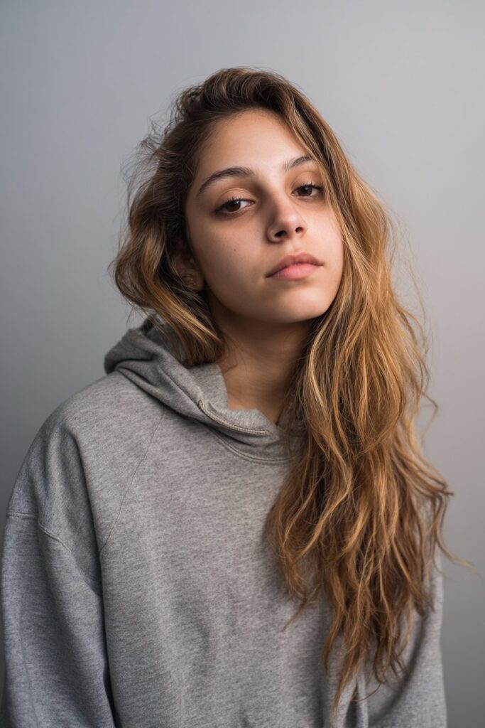 Neutral taupe lowlights for gray hair