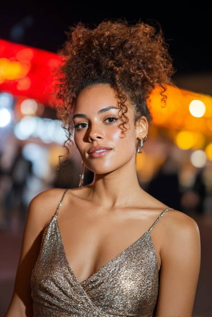 Pam Anderson-inspired voluminous prom updo