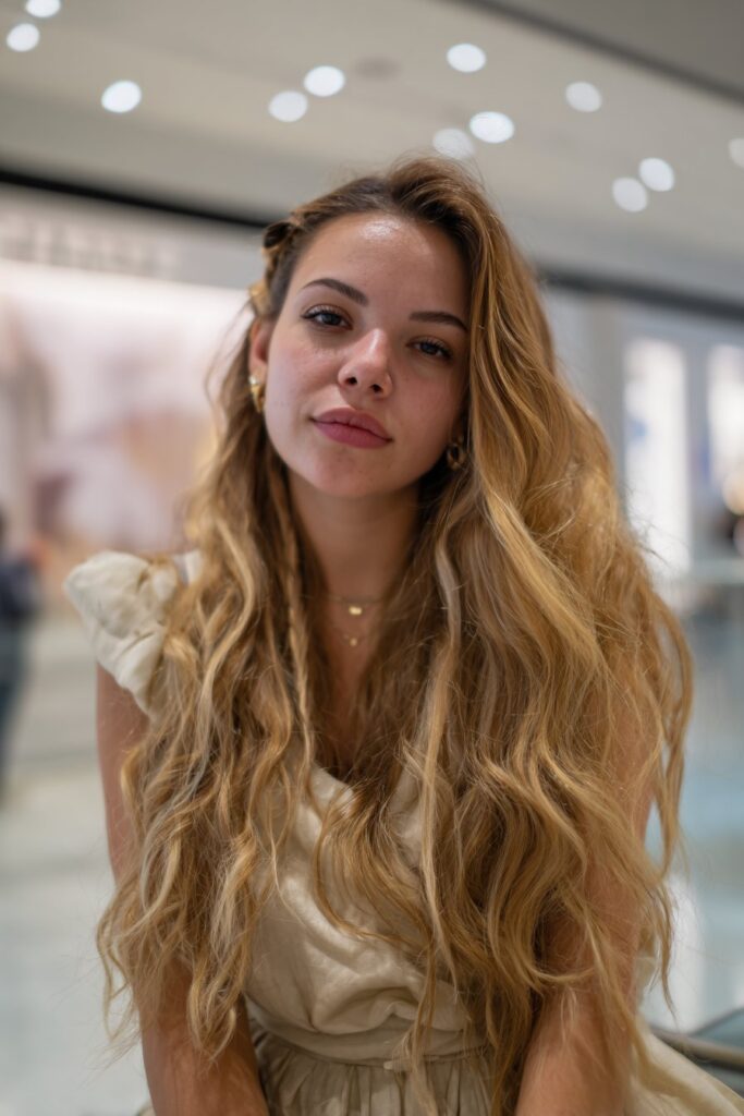 Pull-through braid with teased sections for fine hair prom style