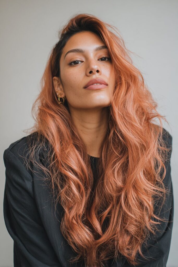 Raspberry pink body wave wig hairstyle