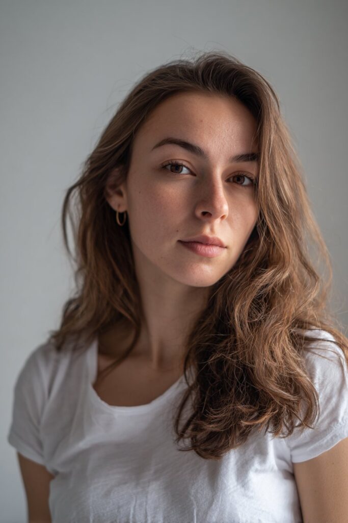 Soft ash brown lowlights for gray hair