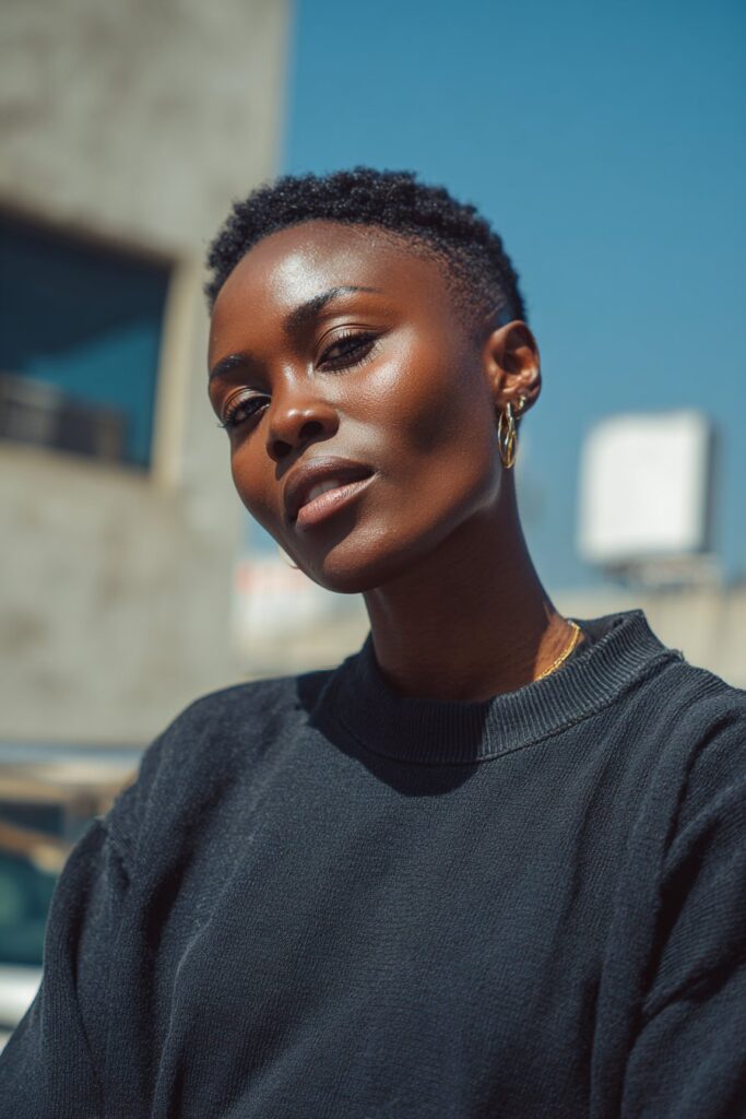 Tapered pixie cut for Black women, short low-maintenance hairstyle