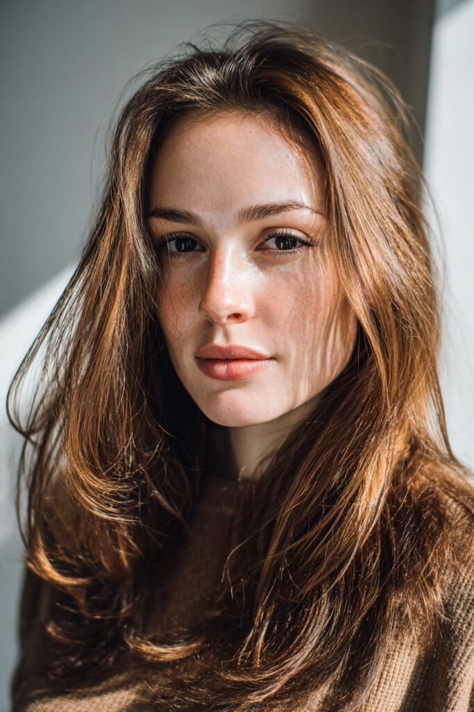 Tortoise shell brown hair color with multi-dimensional highlights