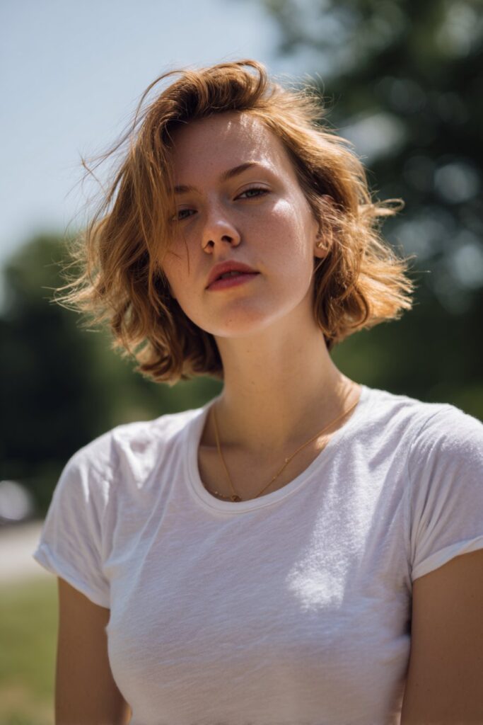 Tousled bob with volume engagement hairstyle for short hair