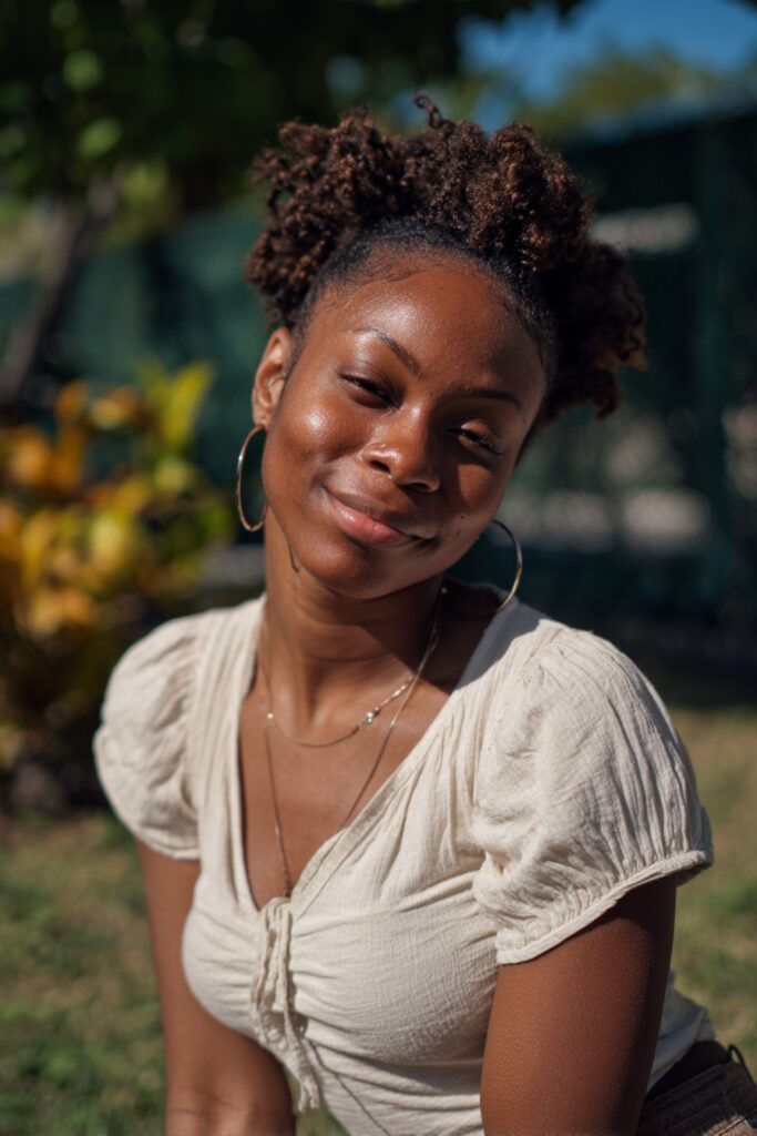Twist-out crop hairstyle for Black women, short natural textured haircut