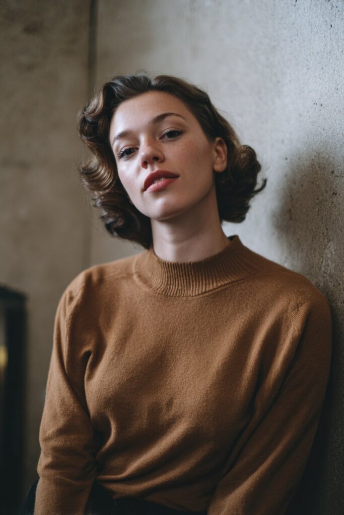 Vintage finger waves engagement hairstyle for short hair