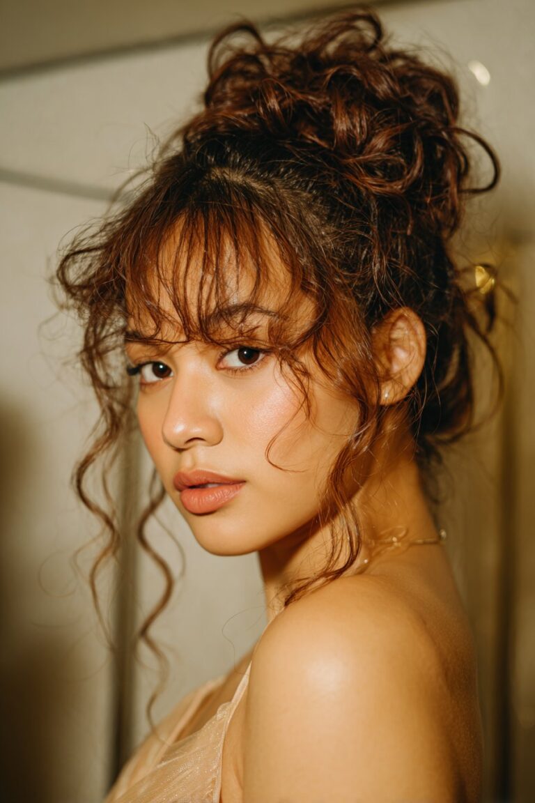 Voluminous Curled Updo with Soft Texture