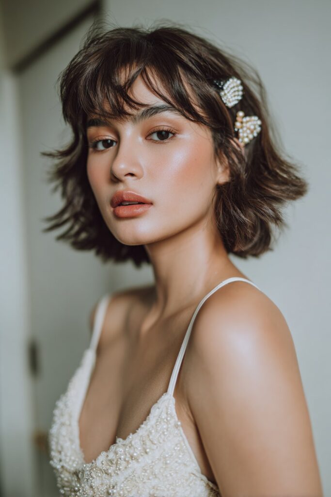 Short prom hairstyle with hair accessories