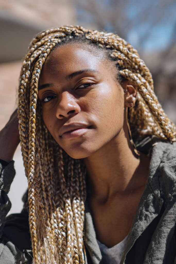 Blonde box braids spring protective hairstyle for Black women