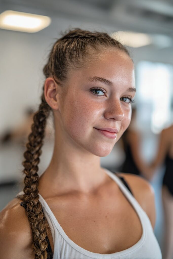 Braided ponytail dance hairstyle with secure styling