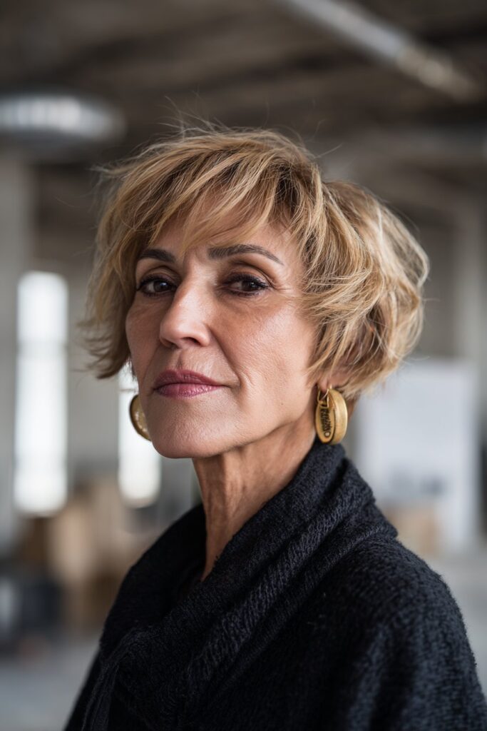 Choppy layered bob for thin fine hair over 60 adding movement