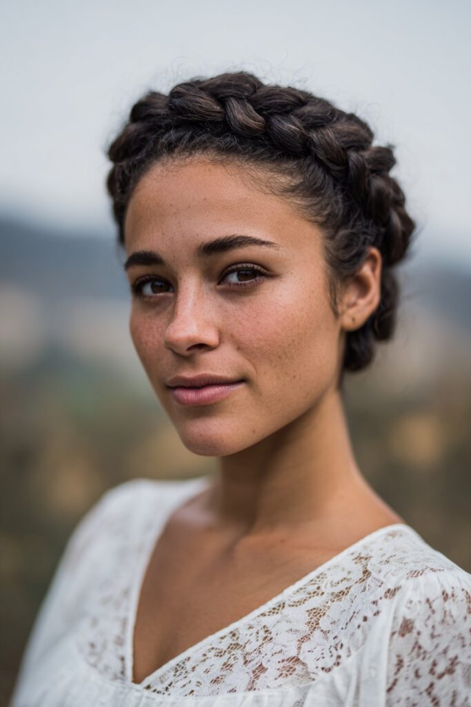 Crown braid grad hairstyle with elegant detail