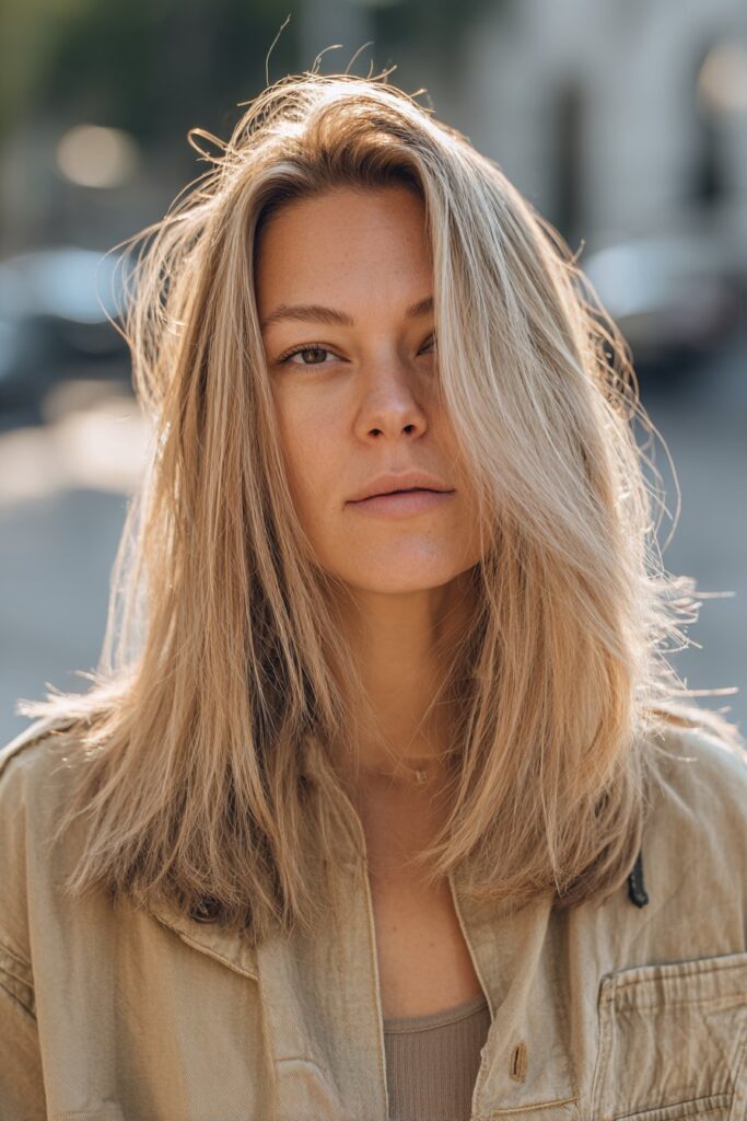 Dirty blonde hair color with natural dimensional tones