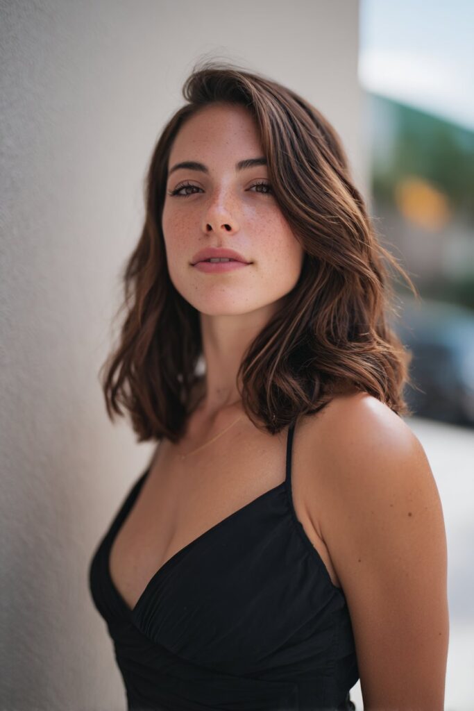 Face framing layered grad hairstyle with loose ends