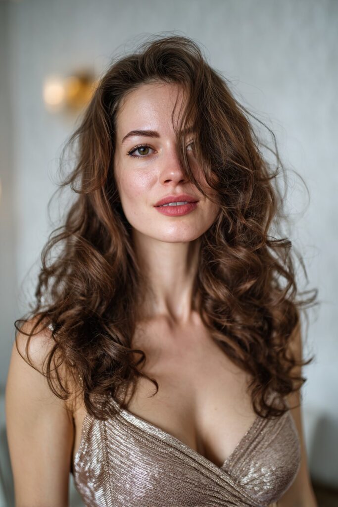 Half up half down fancy hairstyle with soft curls