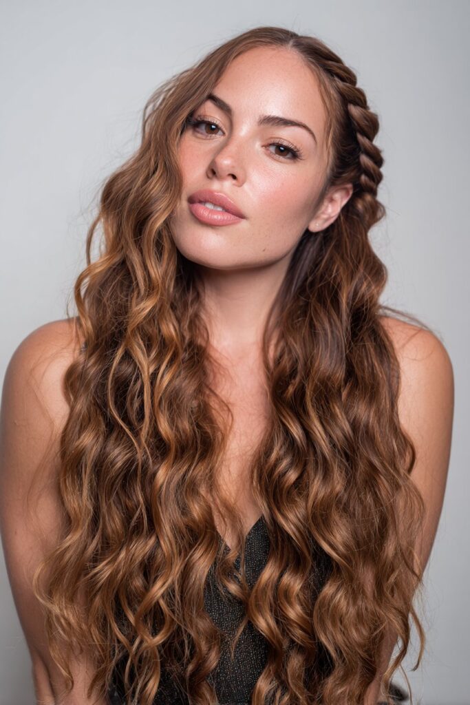 Half up twisted prom hairstyle for long hair