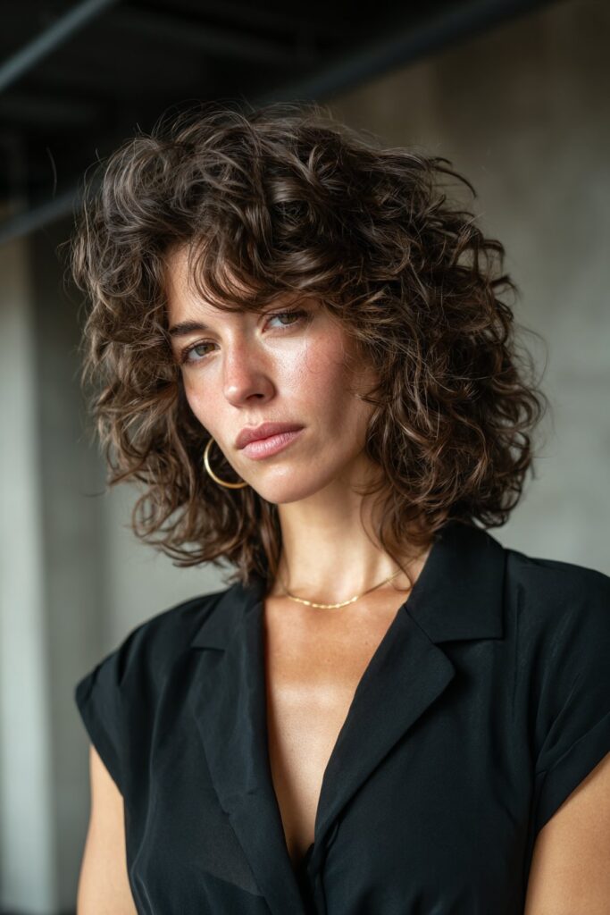 Layered shag haircut for frizzy hair with natural volume and movement