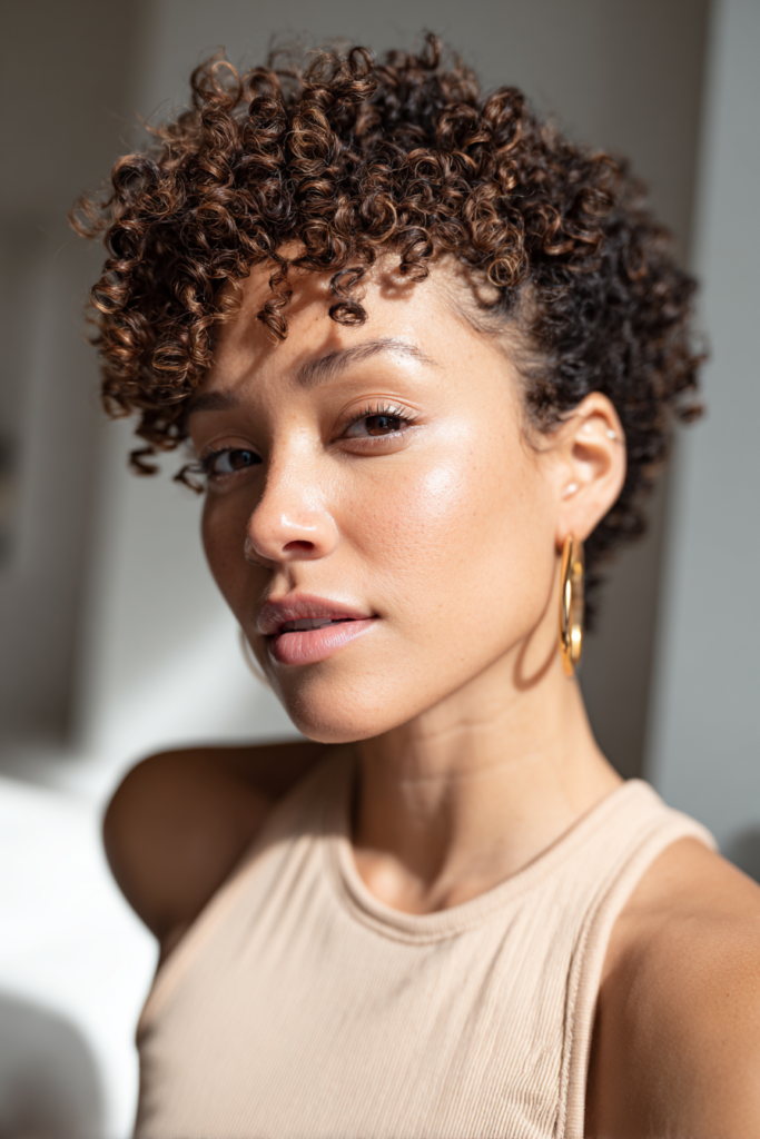 Mini spring twist protective hairstyle with small tight curls