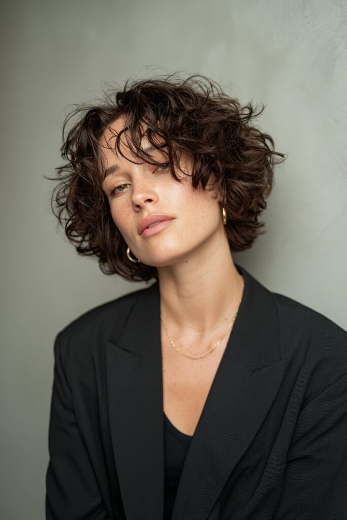 Modern mullet haircut for frizzy hair with soft layered texture