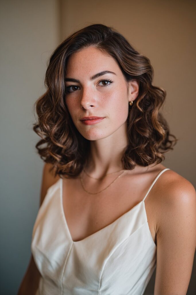 Natural curls grad hairstyle with middle part