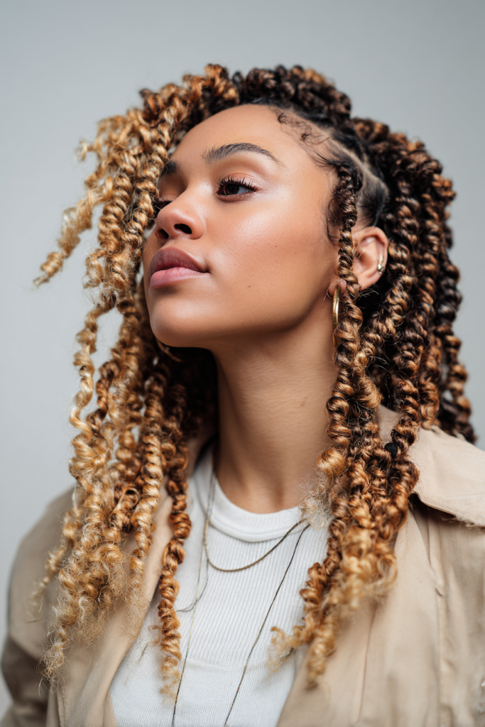 Ombre spring twist protective style with blended color tones