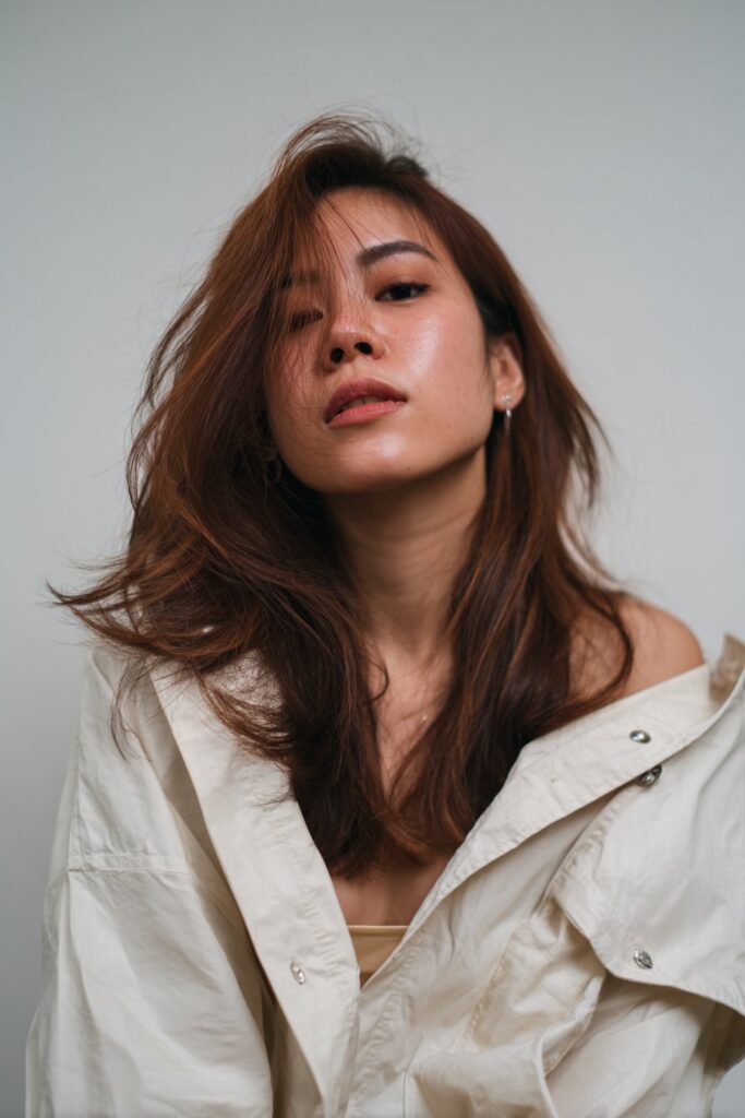 Peekaboo calico hair highlights with hidden color placement