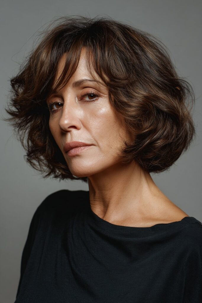 Rounded bob hairstyle for thin hair over 60 with soft waves
