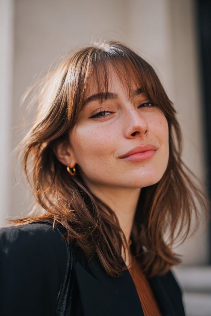 Seamless long blended curtain bangs for fine hair