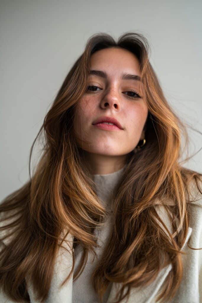 Calico hair trend with blue and purple fantasy colors