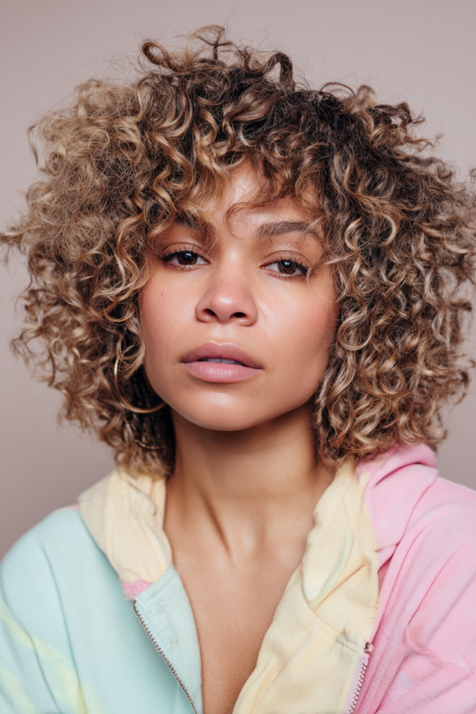 Short bob spring twist protective style with defined curls