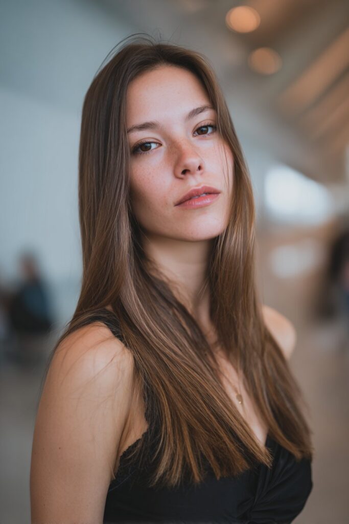 Sleek straight grad hairstyle with smooth finish