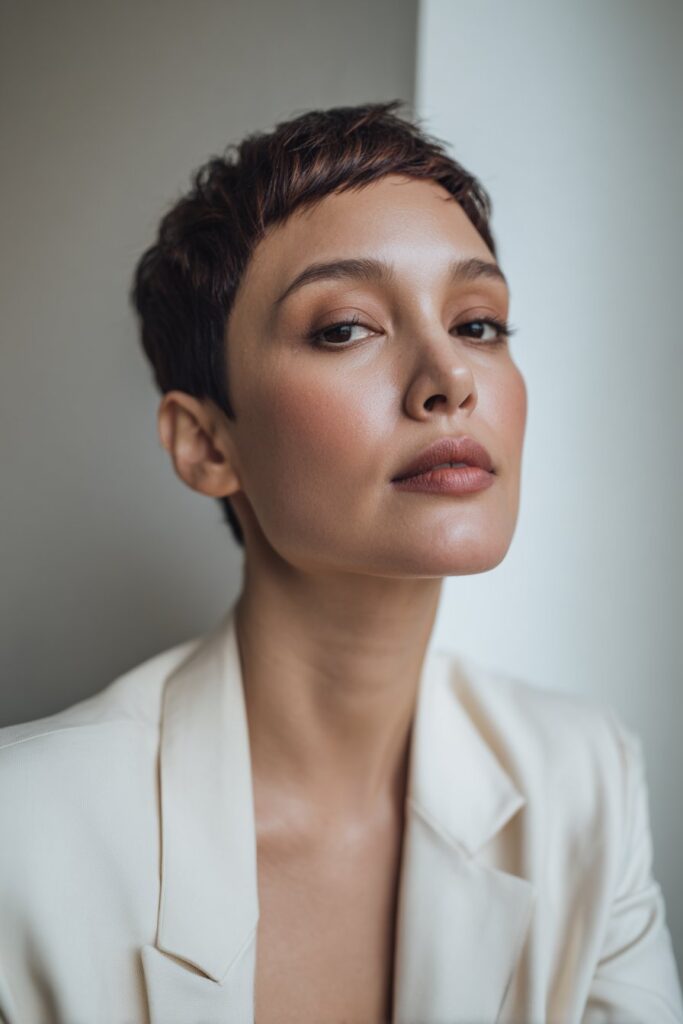 Slicked back pixie prom hairstyle for short hair