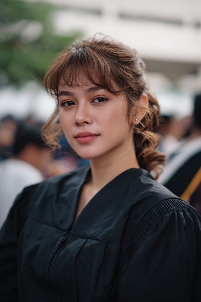 Crown braid grad hairstyle with elegant detail