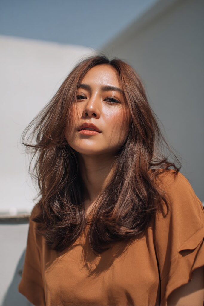 Medium length hair with subtle ghost layered haircut