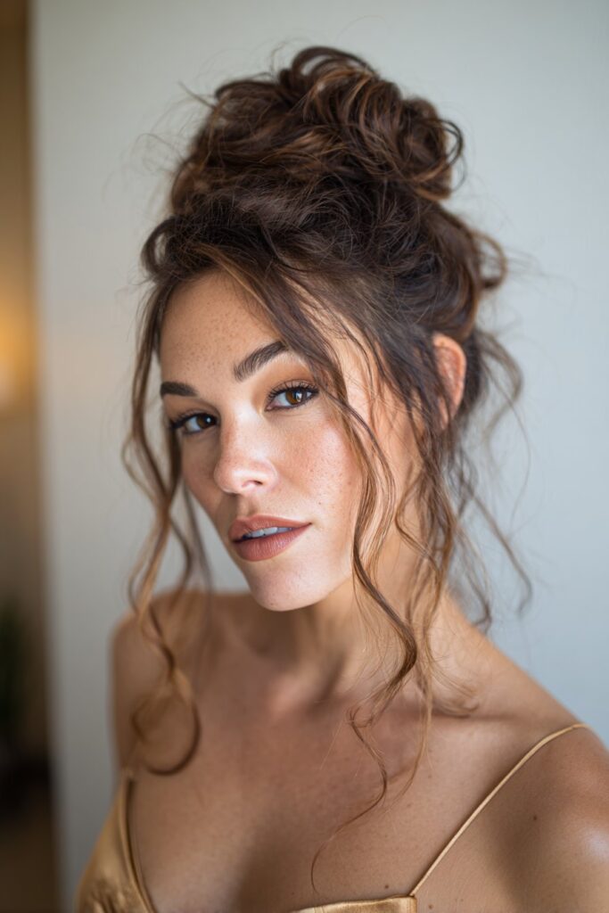 Textured chignon fancy hairstyle with soft volume