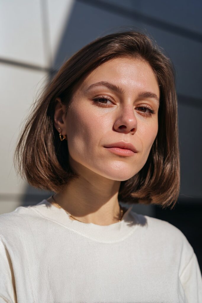 12 Stunning Bob Hairstyles for Fine Hair You’ll Love 1 Blunt bob hairstyle for fine hair women with sleek finis