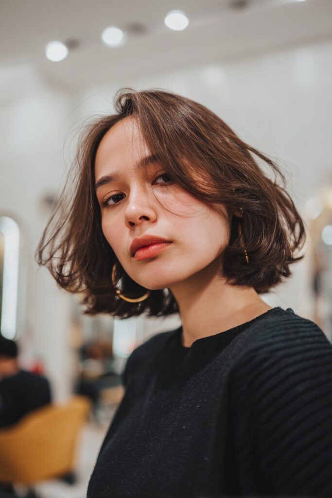 Short hairstyle for fine hair asymmetrical bob