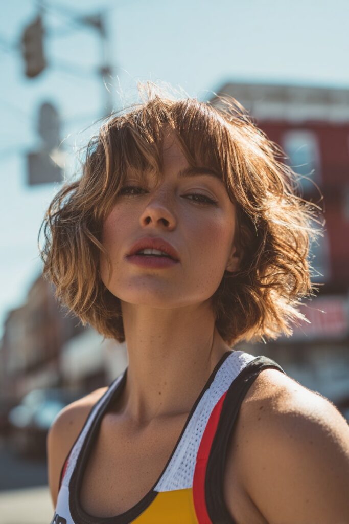 Freaknik hairstyle asymmetrical bob with bold streaks