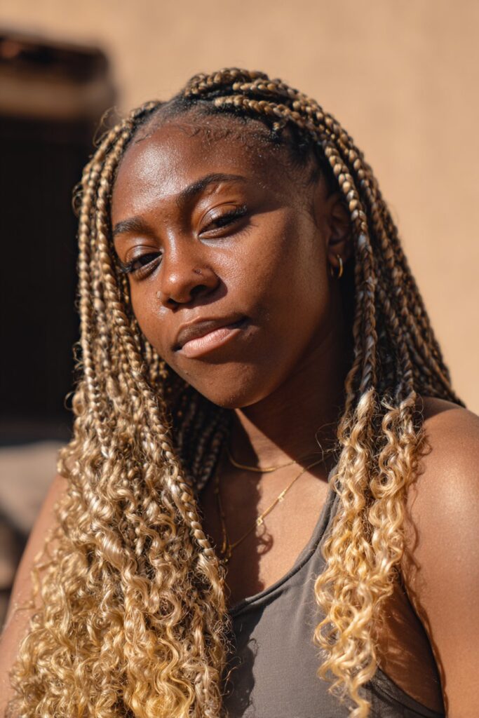 Blonde braids black women blonde braids curly ends