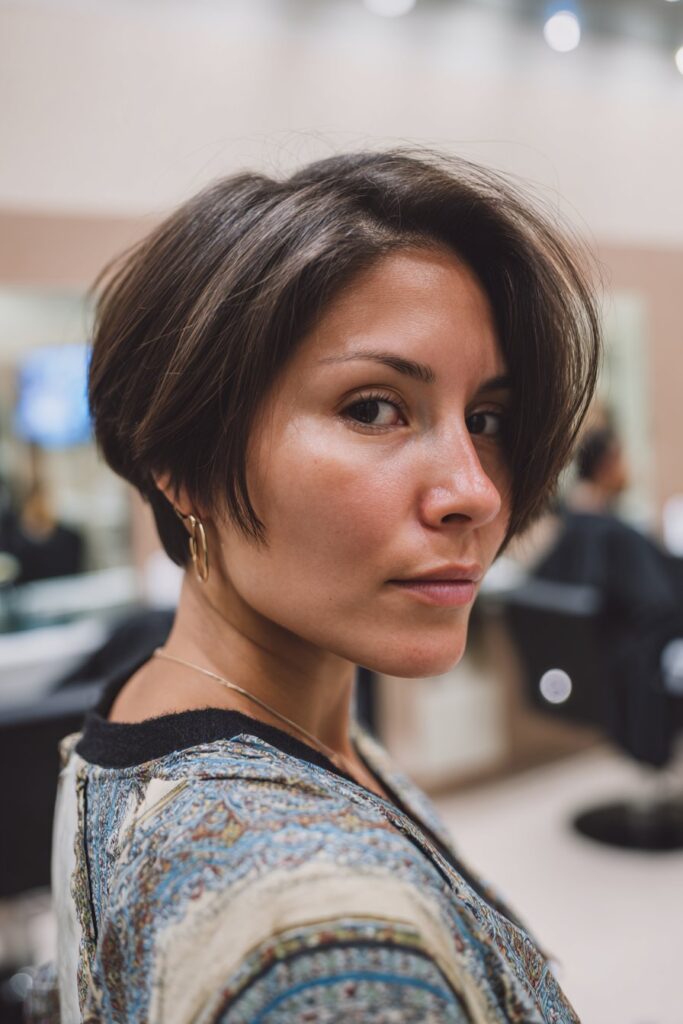 Short hairstyle for fine hair blunt bob thicker look