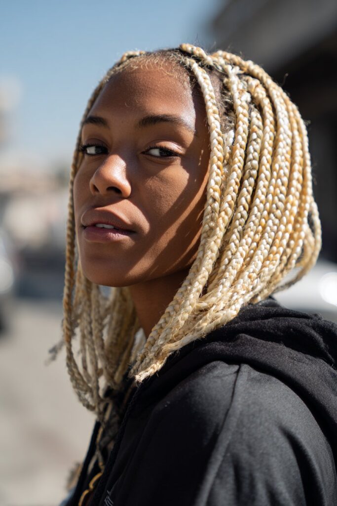Blonde braids black women bob length blonde braids