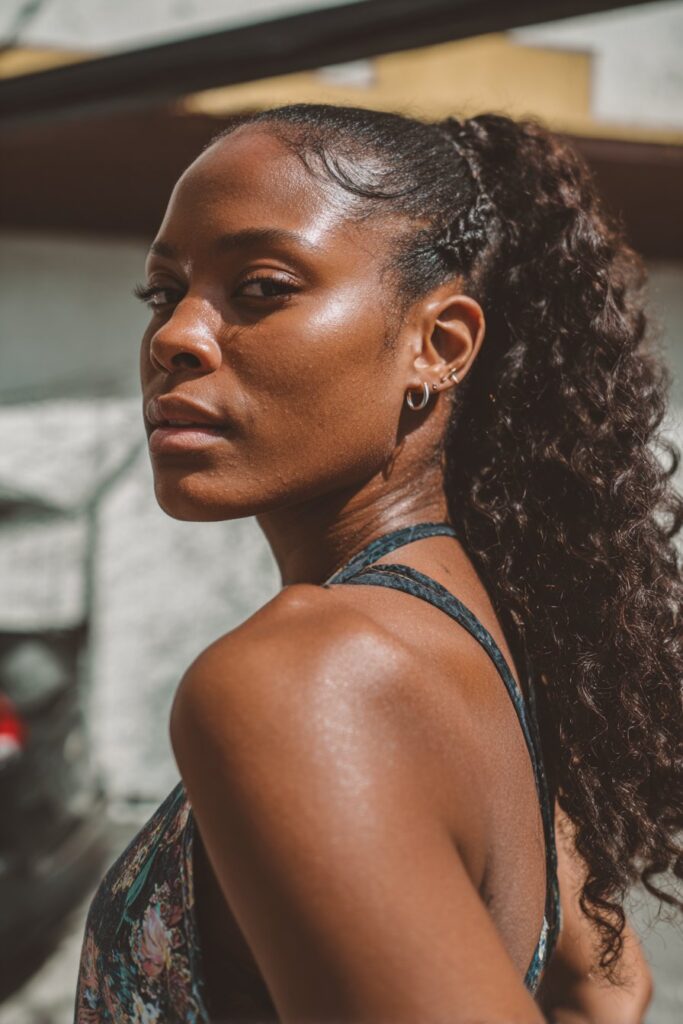Braid ponytail hairstyle for black hair boho braided ponytail curls
