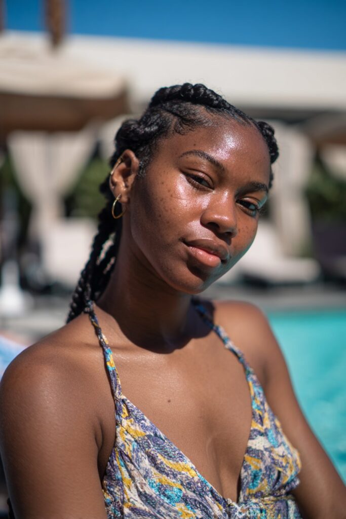 Box braids protective hairstyle for pool and swimming