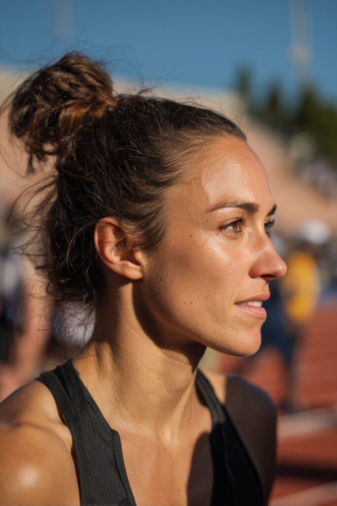 Hairstyle for track meets braided bun