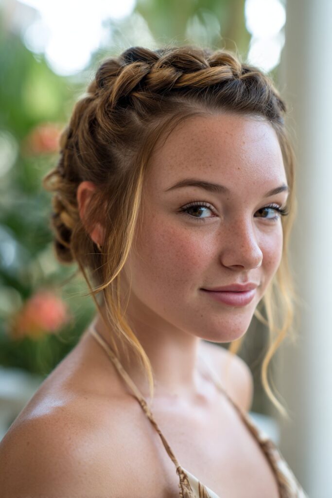 Easy prom hair braided crown updo