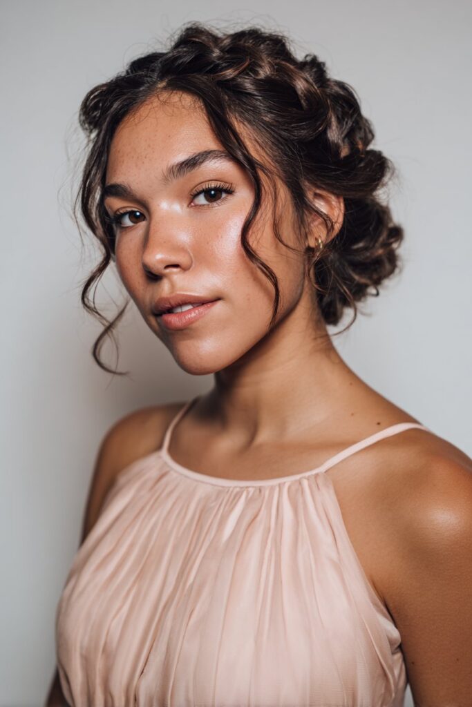 Prom hair idea for short hair braided half up style